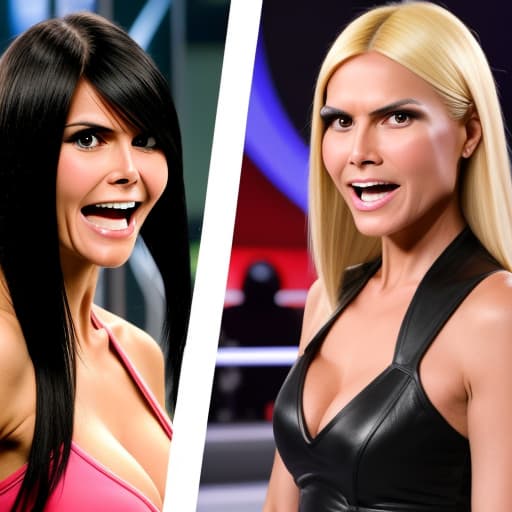  Black haired Verona Pooth fights with Blonde haired Heidi Klum