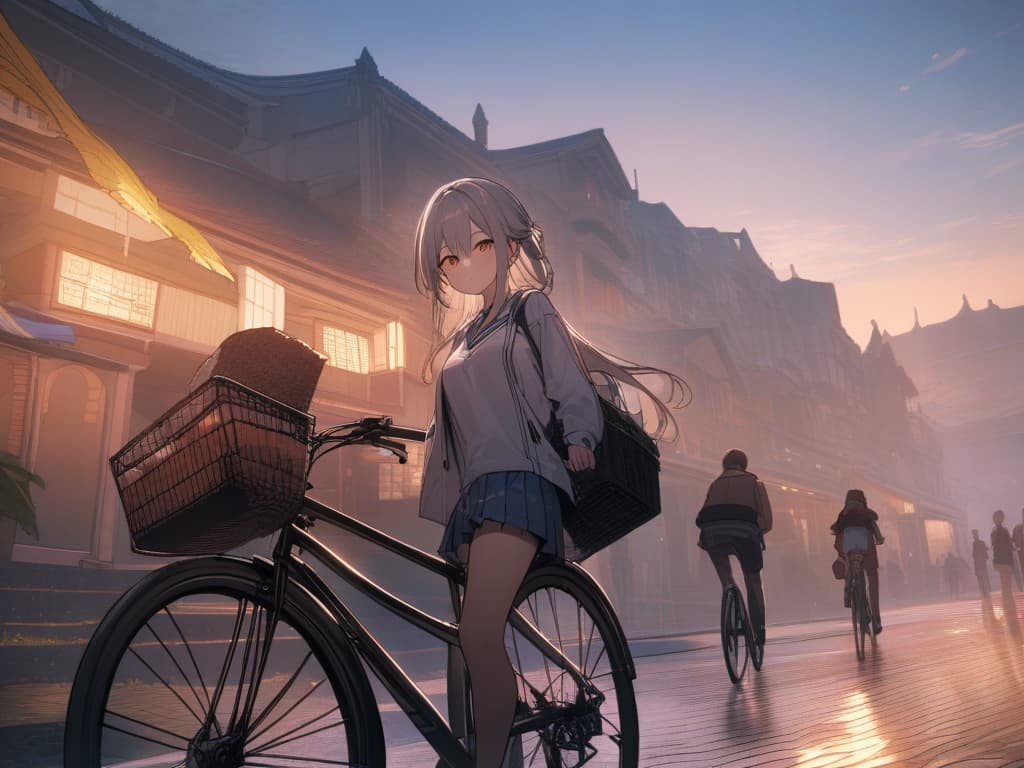  ultra detailed:1.2,masterpiece:1.2,best quality,masterpiece,bestquality,hdr:1.1,8k:1.1,cool boy:1.4,(small dragon:1.4),(A small dragon in a bicycle basket:1.3),(cycling:1.3),megane:1.4,dragon bress:1.4,town:1.3,sunset:1.3,school uniform boy:1.3, masterpiece, best quality,8k,ultra detailed,high resolution,an extremely delicate and beautiful,hyper detail