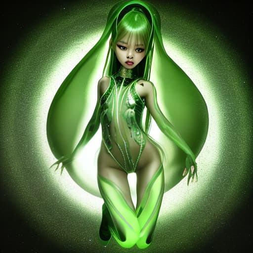  Jennie Kim beautiful green alien 16k, cinematic, hyperrealistic, photorealistic Beautiful , full body, , beautiful 