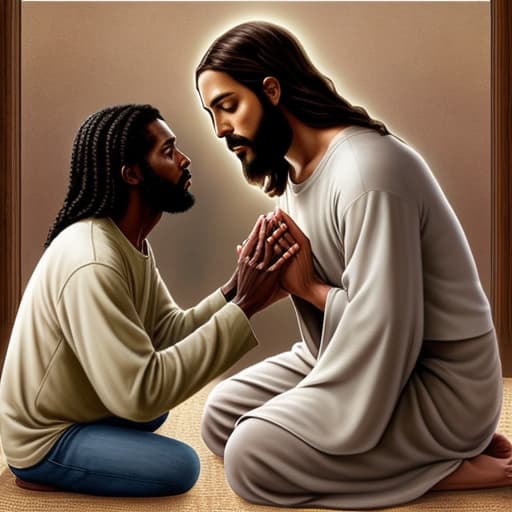  Picture of Jesus Christ praying with an African American Make