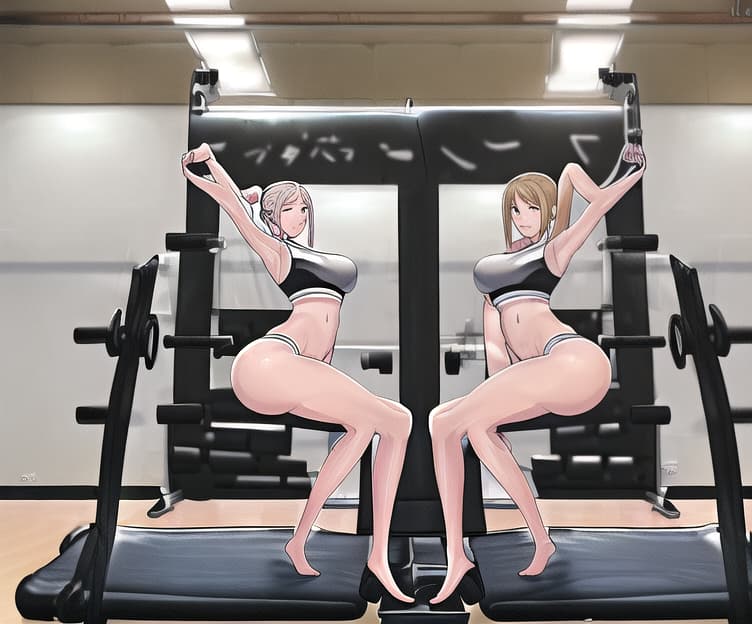  Gym Room, 2 German Girls, Real Shaper 16K HD, Clear Face and Clear Bodys, full view, softcore erotic,