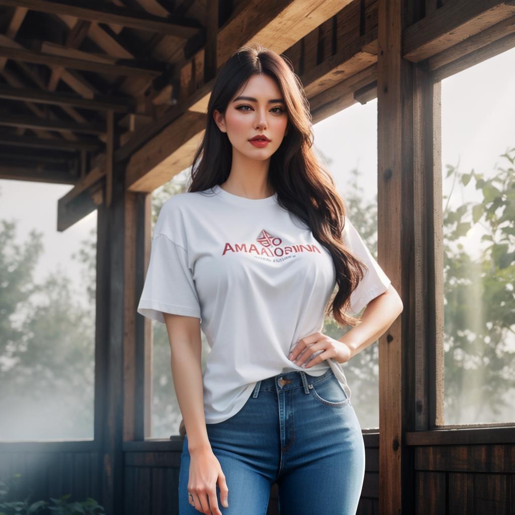  a beautiful American girl in farm, jeans and tshirt hyperrealistic, full body, detailed clothing, highly detailed, cinematic lighting, stunningly beautiful, intricate, sharp focus, f/1. 8, 85mm, (centered image composition), (professionally color graded), ((bright soft diffused light)), volumetric fog, trending on instagram, trending on tumblr, HDR 4K, 8K