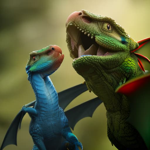 redshift style Dragon and parrot are friends