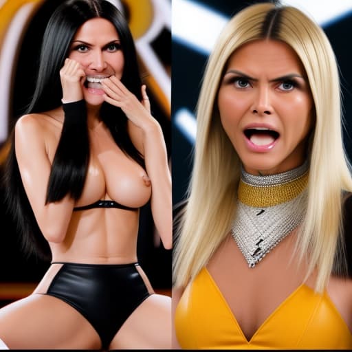  Black haired Verona Pooth fights with Blonde haired Heidi Klum