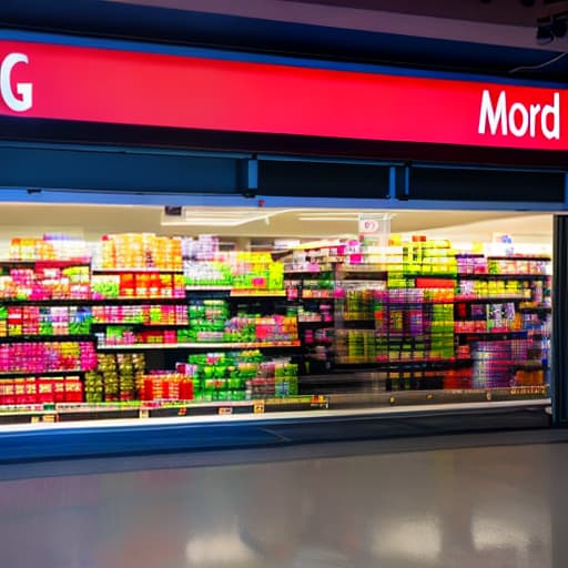 modern disney style Generate a highly detailed image of a large supermarket. The supermarket should have a prominent sign that reads "محمود الماشي وأخواته and Sisters". The perspective should include wide and very close angles, capturing the supermarket's vastness and intricate details. The environment should be bustling with activity, featuring well stocked shelves, shopping carts, and customers. Ensure the lighting is bright and inviting, with clear visibility of the supermarket's interior and exterior. The sign should be clearly visible and well integrated into the scene, positioned above the entrance. hyperrealistic, full body, detailed clothing, highly detailed, cinematic lighting, stunningly beautiful, intricate, sharp focus, f/1. 8, 85mm, (centered image composition), (professionally color graded), ((bright soft diffused light)), volumetric fog, trending on instagram, trending on tumblr, HDR 4K, 8K