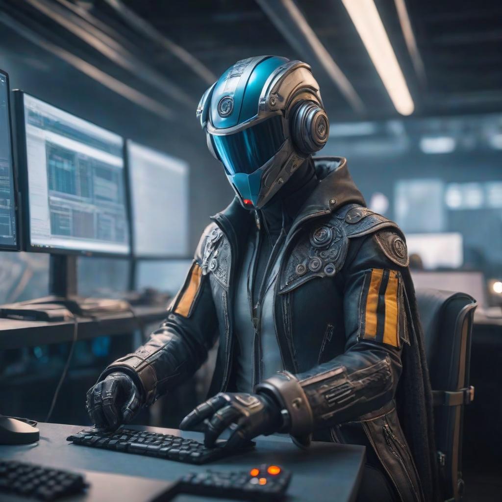  A programmer dressed in a neopagan style hyperrealistic, full body, detailed clothing, highly detailed, cinematic lighting, stunningly beautiful, intricate, sharp focus, f/1. 8, 85mm, (centered image composition), (professionally color graded), ((bright soft diffused light)), volumetric fog, trending on instagram, trending on tumblr, HDR 4K, 8K