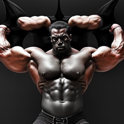  Devil posing big muscles all black mixed with death realistic