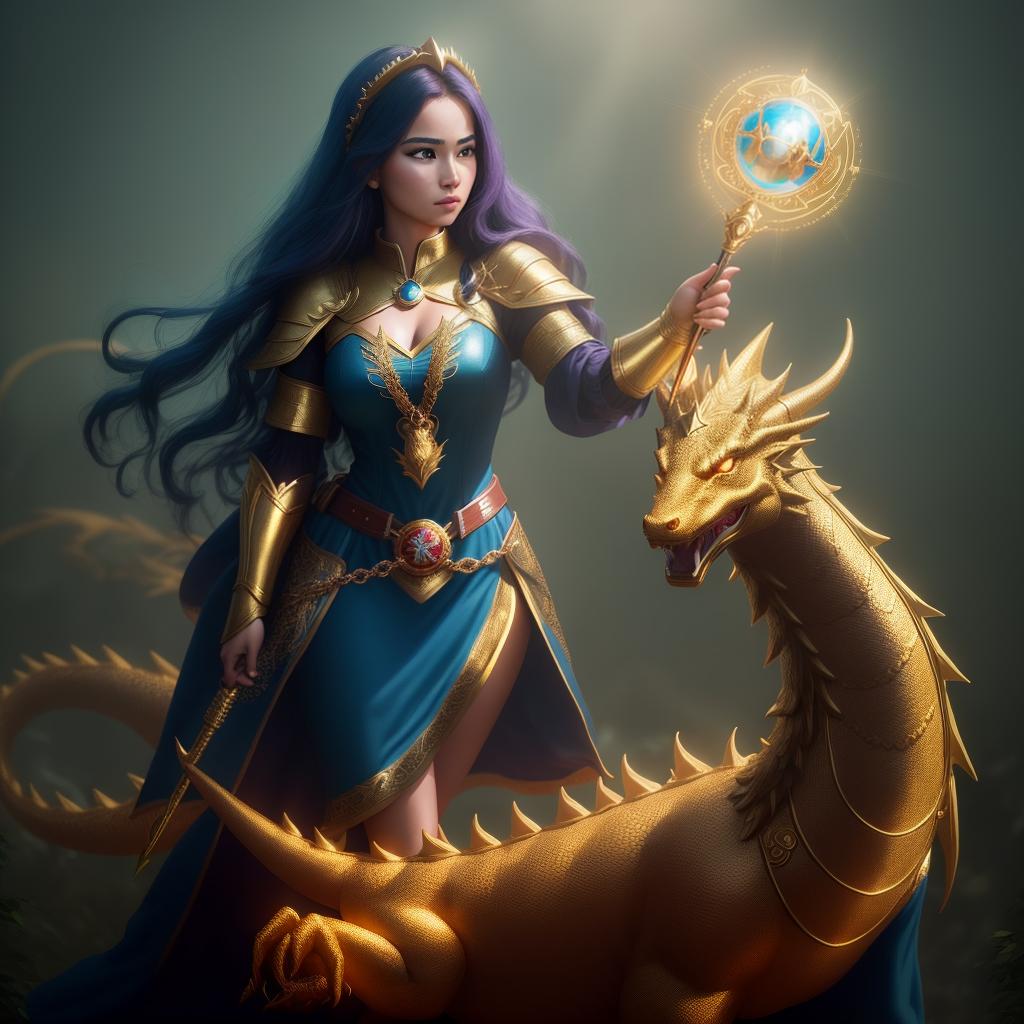  Young age woman superhero spellcaster summons a golden dragon to help her fight the predator ( movie ), hyperrealistic, high quality, highly detailed, perfect lighting, intricate, sharp focus, f/1. 8, 85mm, (centered image composition), (professionally color graded), ((bright soft diffused light)), trending on instagram, HDR 4K, 8K