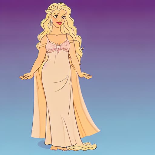  goddess Aphrodite, blonde hair, nightgown