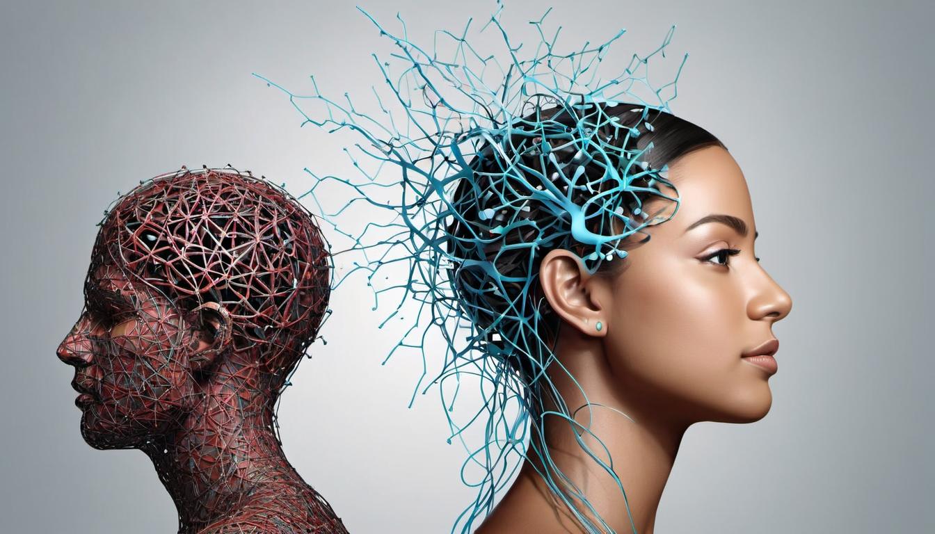  digital illustration Group of diverse heads with interconnected neurons, symbolizing understanding different viewpoints, unified, empathetic looking at viewer, dynamic pose, (intricate details, masterpiece, best quality)