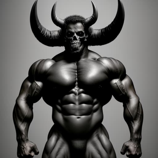  Devil posing big muscles all black mixed with death realistic