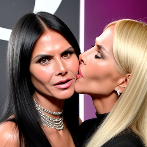  Black haired Verona Pooth Shares Deep Kiss with Blonde haired Heidi Klum