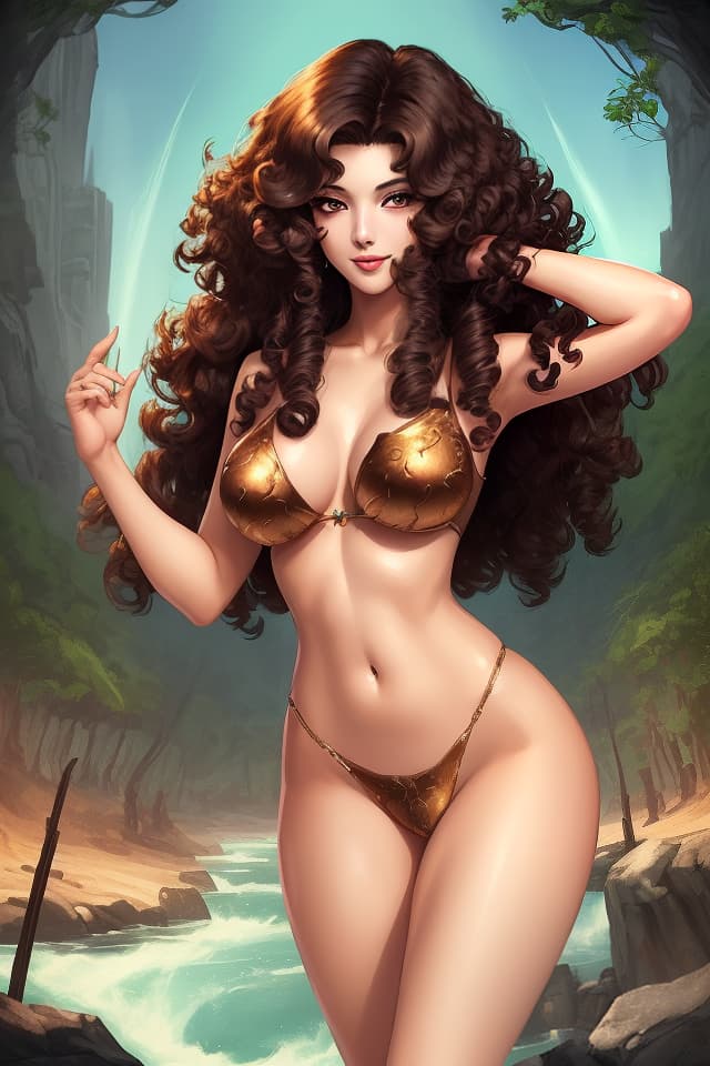  Masterpiece,Fujiko Mine,(beautiful woman)(nice body)(beautiful dark brown curly hair)(fearless smile) high quality,8k