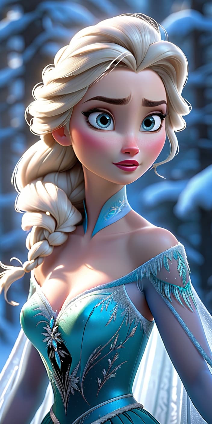  "Elsa from the Frozen movie, grown up" hyperrealistic, full body, detailed clothing, highly detailed, cinematic lighting, stunningly beautiful, intricate, sharp focus, f/1. 8, 85mm, (centered image composition), (professionally color graded), ((bright soft diffused light)), volumetric fog, trending on instagram, trending on tumblr, HDR 4K, 8K