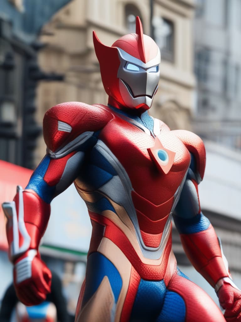  Ultraman hyperrealistic, full body, detailed clothing, highly detailed, cinematic lighting, stunningly beautiful, intricate, sharp focus, f/1. 8, 85mm, (centered image composition), (professionally color graded), ((bright soft diffused light)), volumetric fog, trending on instagram, trending on tumblr, HDR 4K, 8K