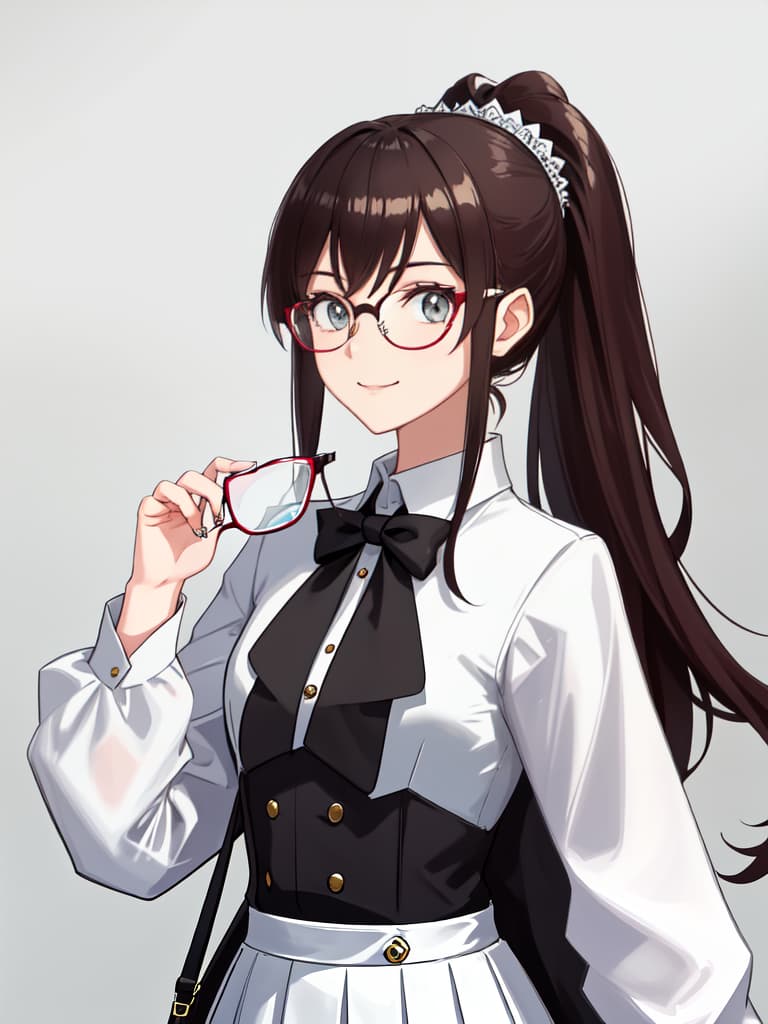  Stylish glasses girls, modern style coordinates, ponytails, margin smiles, masterpiece, best quality,8k,ultra detailed,high resolution,an extremely delicate and beautiful,hyper detail