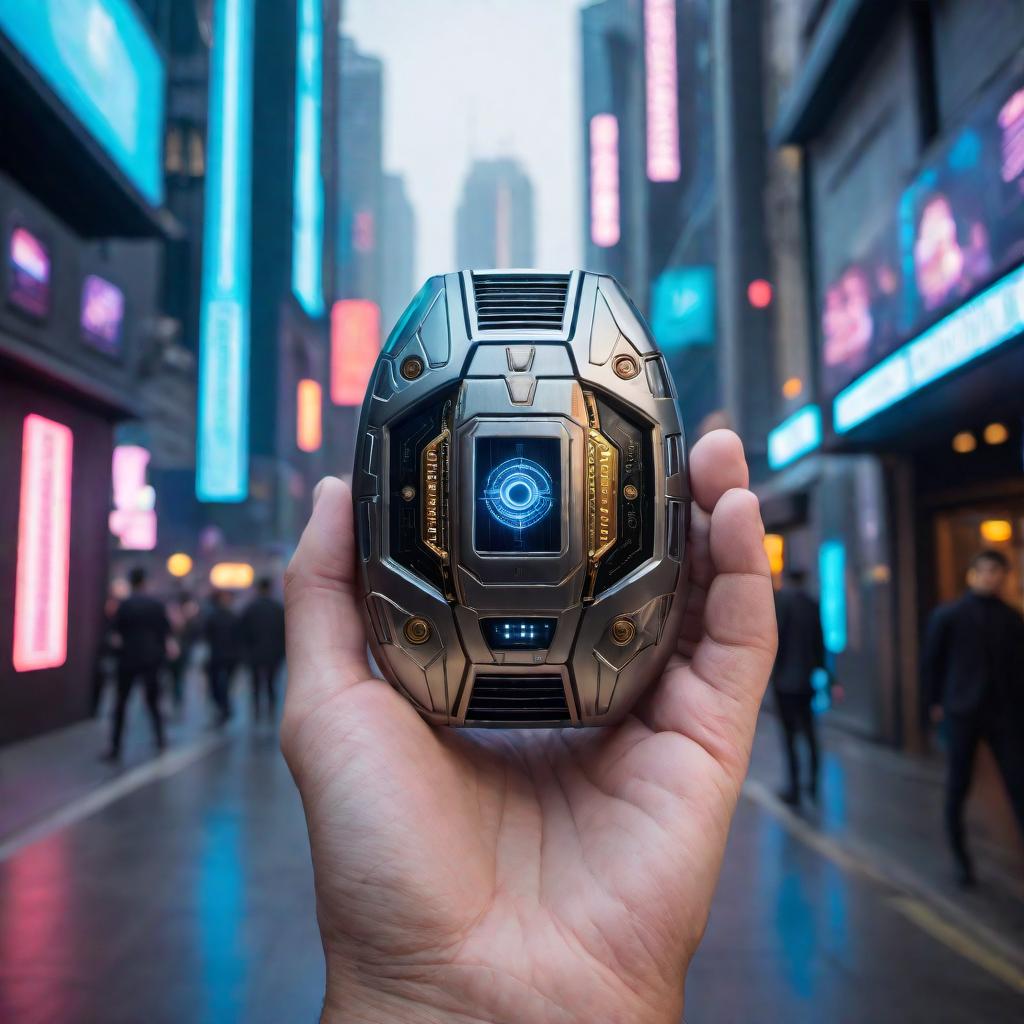  A detailed image of a Titanium Morpher, showcasing its sleek, metallic design with futuristic elements. The background is high-tech, featuring holographic displays and intricate circuitry, emphasizing the advanced technology. hyperrealistic, full body, detailed clothing, highly detailed, cinematic lighting, stunningly beautiful, intricate, sharp focus, f/1. 8, 85mm, (centered image composition), (professionally color graded), ((bright soft diffused light)), volumetric fog, trending on instagram, trending on tumblr, HDR 4K, 8K