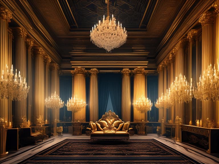  Luxurious throne room with many people in dark tones. hyperrealistic, full body, detailed clothing, highly detailed, cinematic lighting, stunningly beautiful, intricate, sharp focus, f/1. 8, 85mm, (centered image composition), (professionally color graded), ((bright soft diffused light)), volumetric fog, trending on instagram, trending on tumblr, HDR 4K, 8K