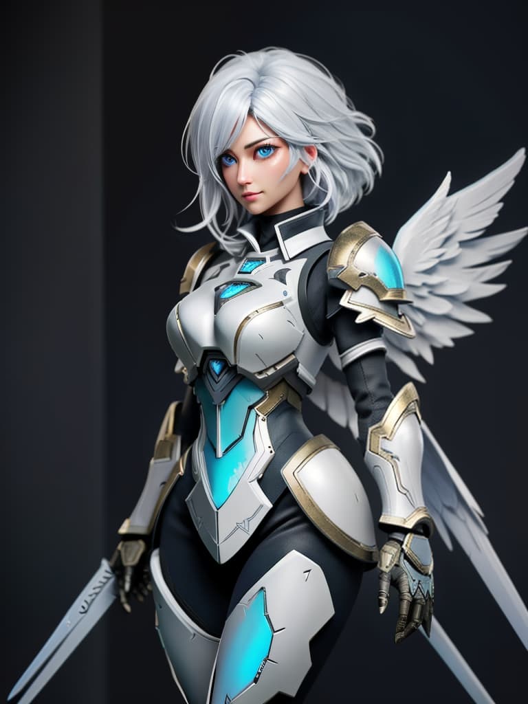  score 9, score 8 up, score 7 up, score 6 up, score 5 up, score 4 up,<lora:Fant5yP0ny:0.8>, 1girl, armor, weapon, wings, solo, shoulder armor, blue eyes, pauldrons, white hair, looking at viewer, power armor hyperrealistic, full body, detailed clothing, highly detailed, cinematic lighting, stunningly beautiful, intricate, sharp focus, f/1. 8, 85mm, (centered image composition), (professionally color graded), ((bright soft diffused light)), volumetric fog, trending on instagram, trending on tumblr, HDR 4K, 8K