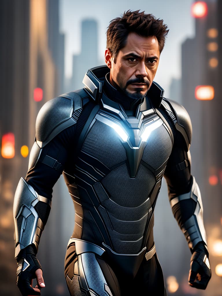  tony stark close up hyperrealistic, full body, detailed clothing, highly detailed, cinematic lighting, stunningly beautiful, intricate, sharp focus, f/1. 8, 85mm, (centered image composition), (professionally color graded), ((bright soft diffused light)), volumetric fog, trending on instagram, trending on tumblr, HDR 4K, 8K