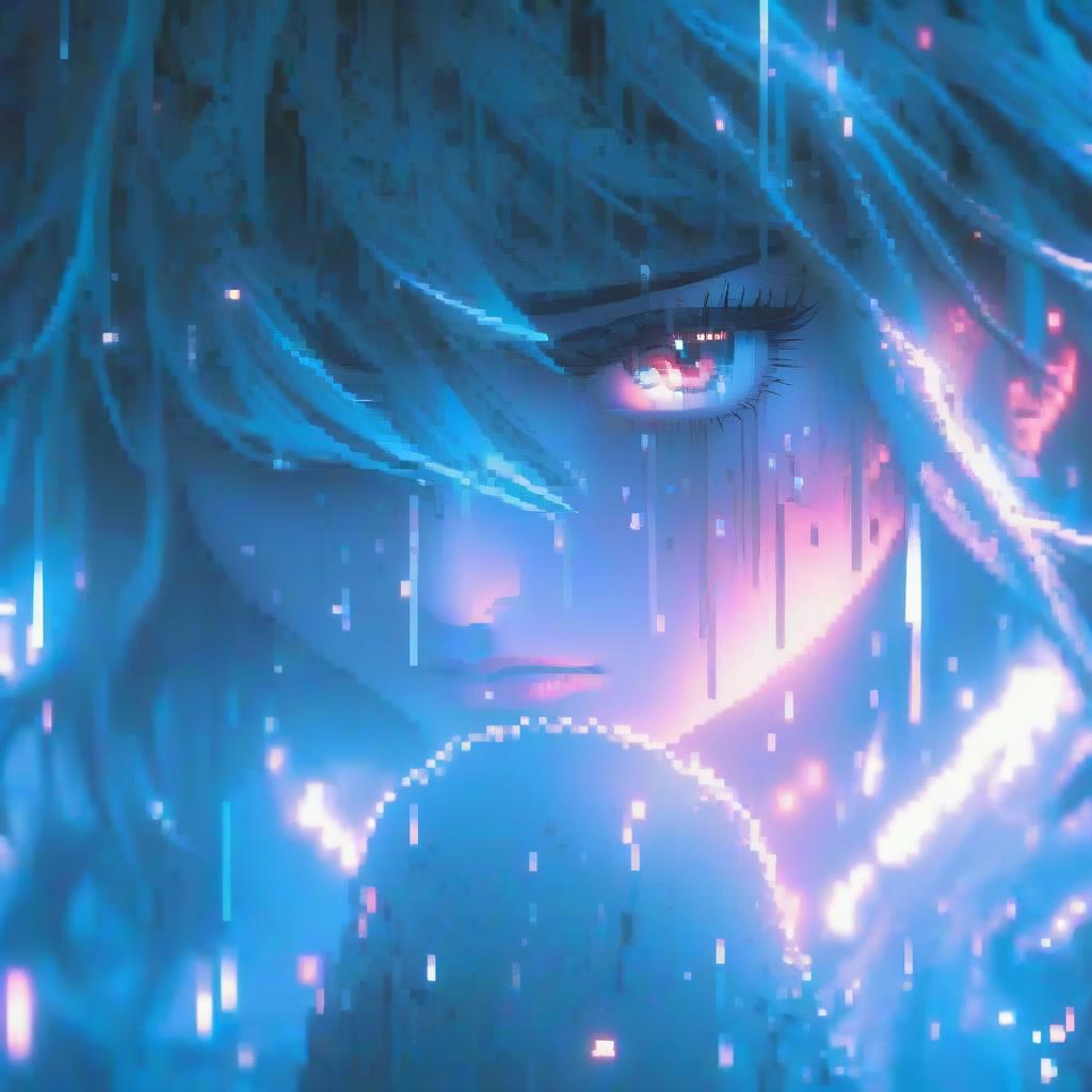  crying anime girl, broken heart, glitch, internet hyperrealistic, full body, detailed clothing, highly detailed, cinematic lighting, stunningly beautiful, intricate, sharp focus, f/1. 8, 85mm, (centered image composition), (professionally color graded), ((bright soft diffused light)), volumetric fog, trending on instagram, trending on tumblr, HDR 4K, 8K