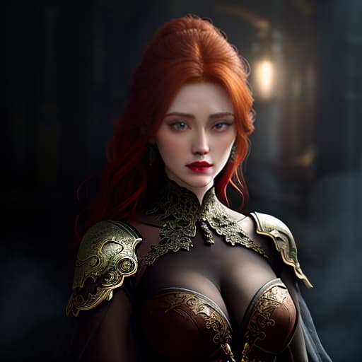  Picture of a redhead with big and dark eyes., (intricate details:0.9), (hdr, hyperdetailed:1.2) hyperrealistic, full body, detailed clothing, highly detailed, cinematic lighting, stunningly beautiful, intricate, sharp focus, f/1. 8, 85mm, (centered image composition), (professionally color graded), ((bright soft diffused light)), volumetric fog, trending on instagram, trending on tumblr, HDR 4K, 8K