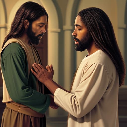  Picture of Jesus Christ praying with an African American Make