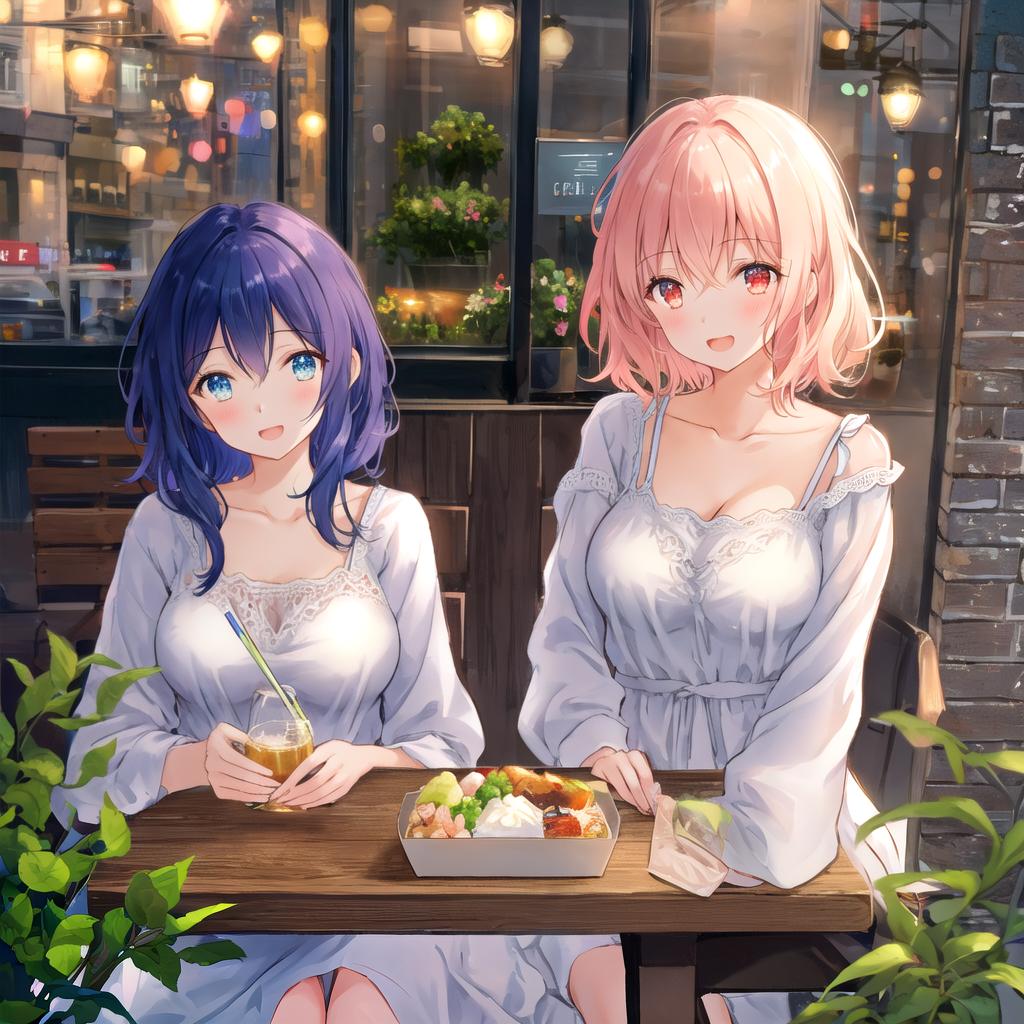  beautiful illustration, best quality, cute girl, a girl, restaurant, sitting, parfait, drinking, happy, open mouth, casual clothes, white shirt, collarbone, medium hair, blown hair hyperrealistic, full body, detailed clothing, highly detailed, cinematic lighting, stunningly beautiful, intricate, sharp focus, f/1. 8, 85mm, (centered image composition), (professionally color graded), ((bright soft diffused light)), volumetric fog, trending on instagram, trending on tumblr, HDR 4K, 8K