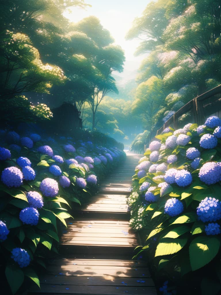  Japanese scenery, hydrangea, masterpiece, best quality,8k,ultra detailed,high resolution,an extremely delicate and beautiful,hyper detail