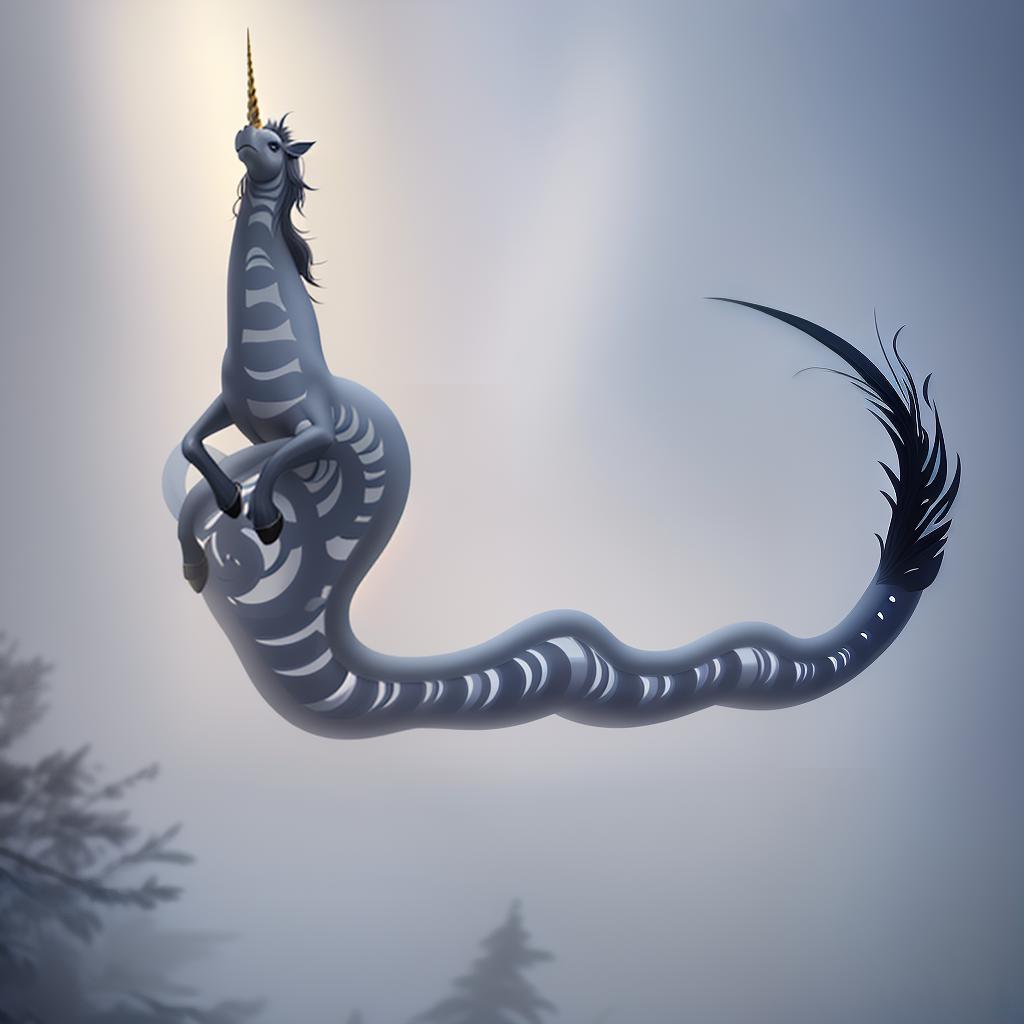  A unicorn worm, in fantasy rich forrest, best quality, masterpiece