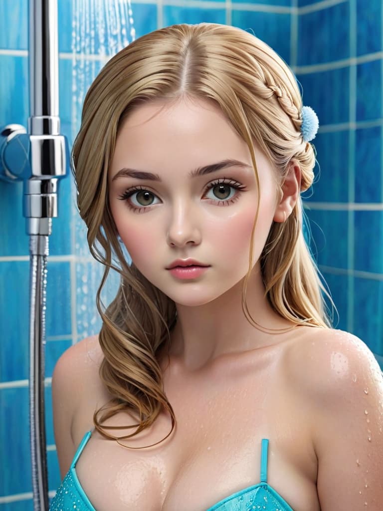  girl with large showering