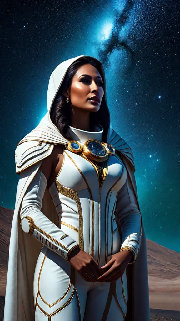  [Mira discovered civilizations lost to history. Their wisdom now the key to humanity's future among the stars.] In this new realm, Mira encountered ancient civilizations that had been lost to the passage of time. These long forgotten societies possessed a wealth of knowledge and insights that could potentially revolutionize humanity's understanding of interstellar travel and exploration. Mira found herself immersed in the wisdom and technologies of these bygone cultures, uncovering secrets and breakthroughs that could unlock the next stage of human expansion into the cosmos. The discoveries made in this otherworldly dimension held the promise of transforming the course of humanity's future among the stars. hyperrealistic, full body, detailed clothing, highly detailed, cinematic lighting, stunningly beautiful, intricate, sharp focus, f/1. 8, 85mm, (centered image composition), (professionally color graded), ((bright soft diffused light)), volumetric fog, trending on instagram, trending on tumblr, HDR 4K, 8K