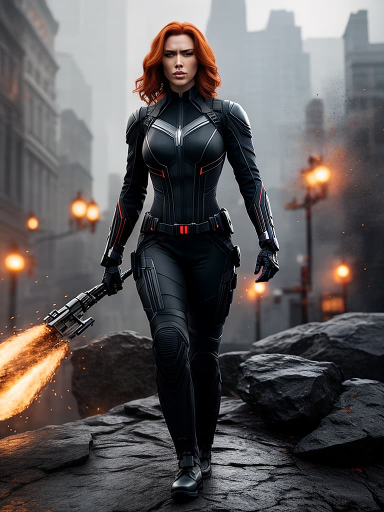  black widow hyperrealistic, full body, detailed clothing, highly detailed, cinematic lighting, stunningly beautiful, intricate, sharp focus, f/1. 8, 85mm, (centered image composition), (professionally color graded), ((bright soft diffused light)), volumetric fog, trending on instagram, trending on tumblr, HDR 4K, 8K