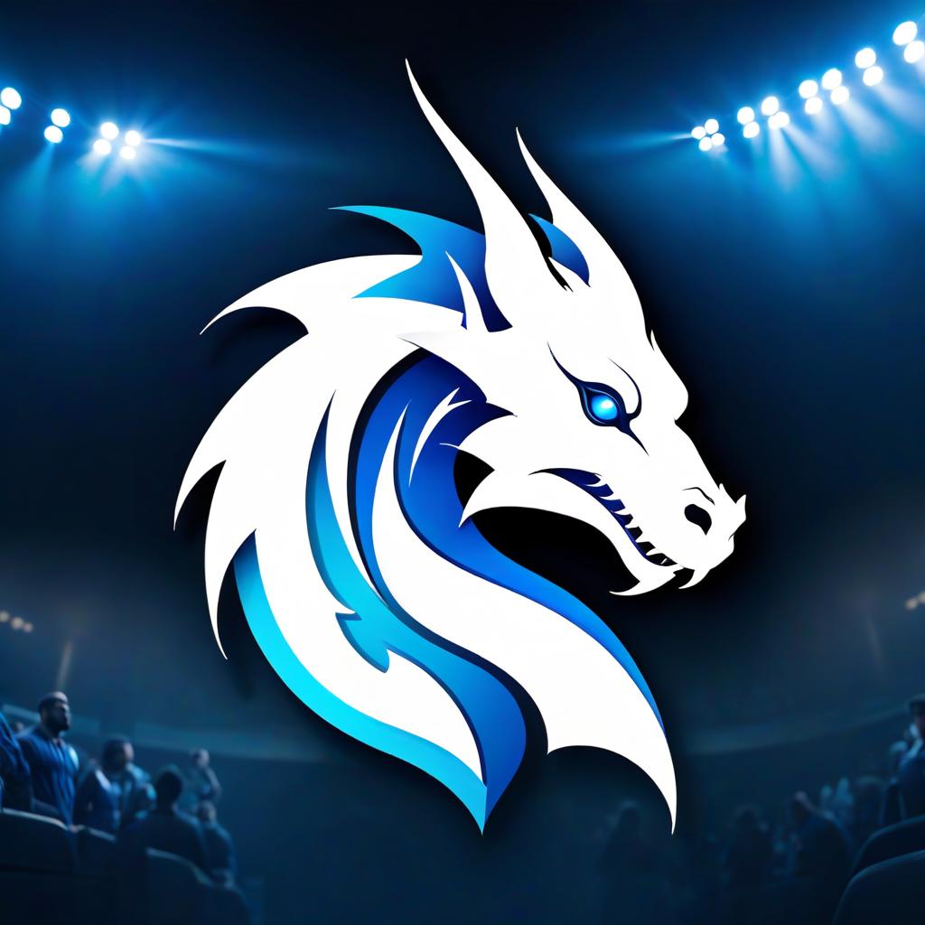  Renaissance style Blue and white dragon eSports team logo. . realistic, perspective, light and shadow, religious or mythological themes, highly detailed hyperrealistic, full body, detailed clothing, highly detailed, cinematic lighting, stunningly beautiful, intricate, sharp focus, f/1. 8, 85mm, (centered image composition), (professionally color graded), ((bright soft diffused light)), volumetric fog, trending on instagram, trending on tumblr, HDR 4K, 8K