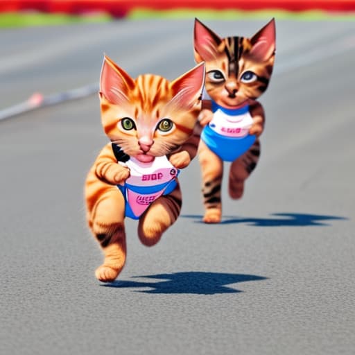  A cute kitten winning a race