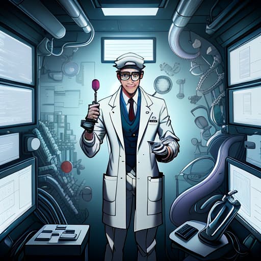  cartoon anime octopus doctor, in a medical cap and glasses, smiling, holding a briefcase, thermometer, pills, flask and test tube in his tentacles hyperrealistic, full body, detailed clothing, highly detailed, cinematic lighting, stunningly beautiful, intricate, sharp focus, f/1. 8, 85mm, (centered image composition), (professionally color graded), ((bright soft diffused light)), volumetric fog, trending on instagram, trending on tumblr, HDR 4K, 8K