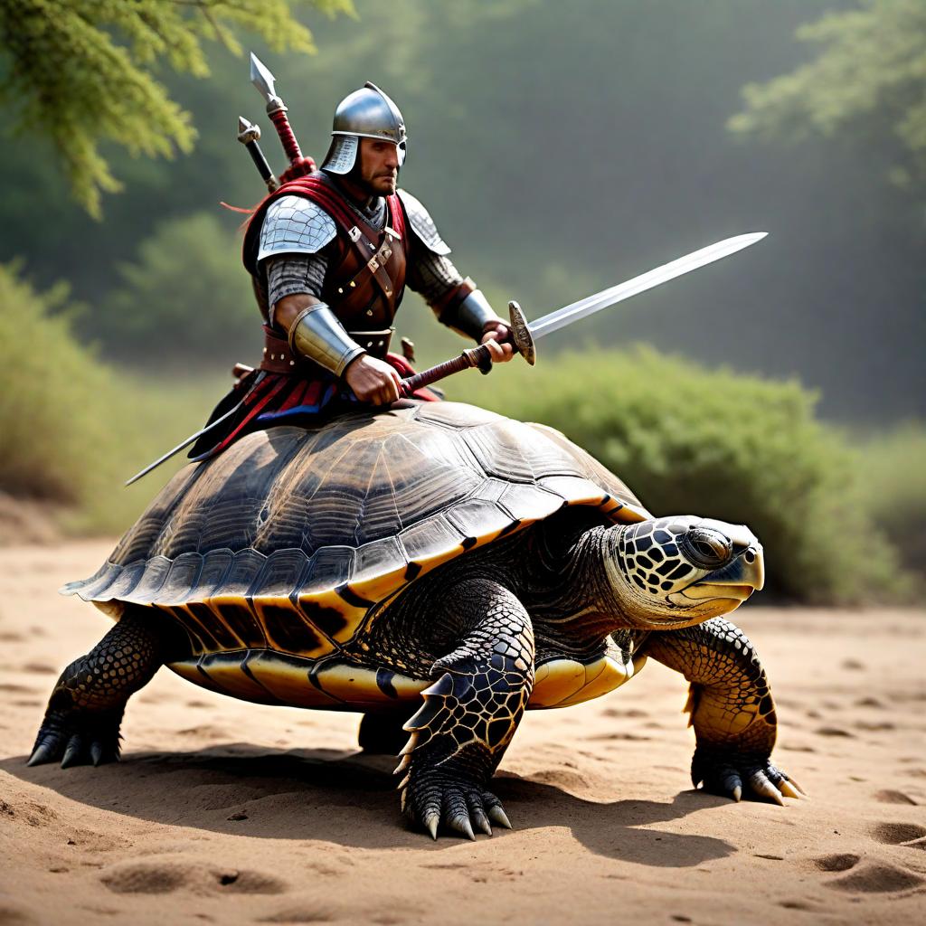  An HD picture of a turtle dressed up as a Scottish warrior ready for battle. The turtle should be wearing traditional Scottish warrior attire, including a kilt, armor, and a shield. The overall look should be fierce and brave, with elements like a Scottish tartan, a battleaxe, and perhaps some Celtic symbols etched into the armor. The setting should give a sense of readiness for battle, with the turtle in a dynamic and courageous pose. hyperrealistic, full body, detailed clothing, highly detailed, cinematic lighting, stunningly beautiful, intricate, sharp focus, f/1. 8, 85mm, (centered image composition), (professionally color graded), ((bright soft diffused light)), volumetric fog, trending on instagram, trending on tumblr, HDR 4K, 8K