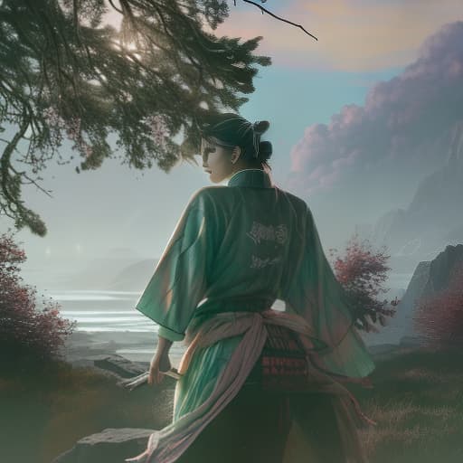 nvinkpunk Kim Seokjin of bts, usando un hanbok rosa, sentado en medio de un campo de flores silvestres observando el atardecer Dramatic , Soft Sunrise Shades hyperrealistic, full body, detailed clothing, highly detailed, cinematic lighting, stunningly beautiful, intricate, sharp focus, f/1. 8, 85mm, (centered image composition), (professionally color graded), ((bright soft diffused light)), volumetric fog, trending on instagram, trending on tumblr, HDR 4K, 8K