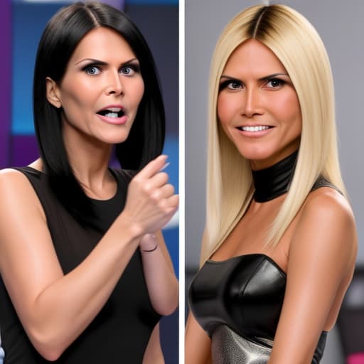  Black haired Verona Pooth fights with Blonde haired Heidi Klum