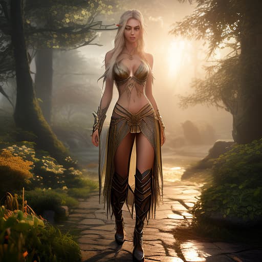  Realistic faces of the base character in dark fantasy 3D v 4 q 2 Elf, sun elf, skin with a golden hue, sharp ears, beautiful girl, unusual tattoos, fair complexion Style Luis Royo hyperrealistic, full body, detailed clothing, highly detailed, cinematic lighting, stunningly beautiful, intricate, sharp focus, f/1. 8, 85mm, (centered image composition), (professionally color graded), ((bright soft diffused light)), volumetric fog, trending on instagram, trending on tumblr, HDR 4K, 8K