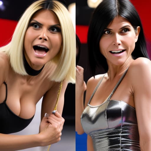  Black haired Verona Pooth fights with Blonde haired Heidi Klum